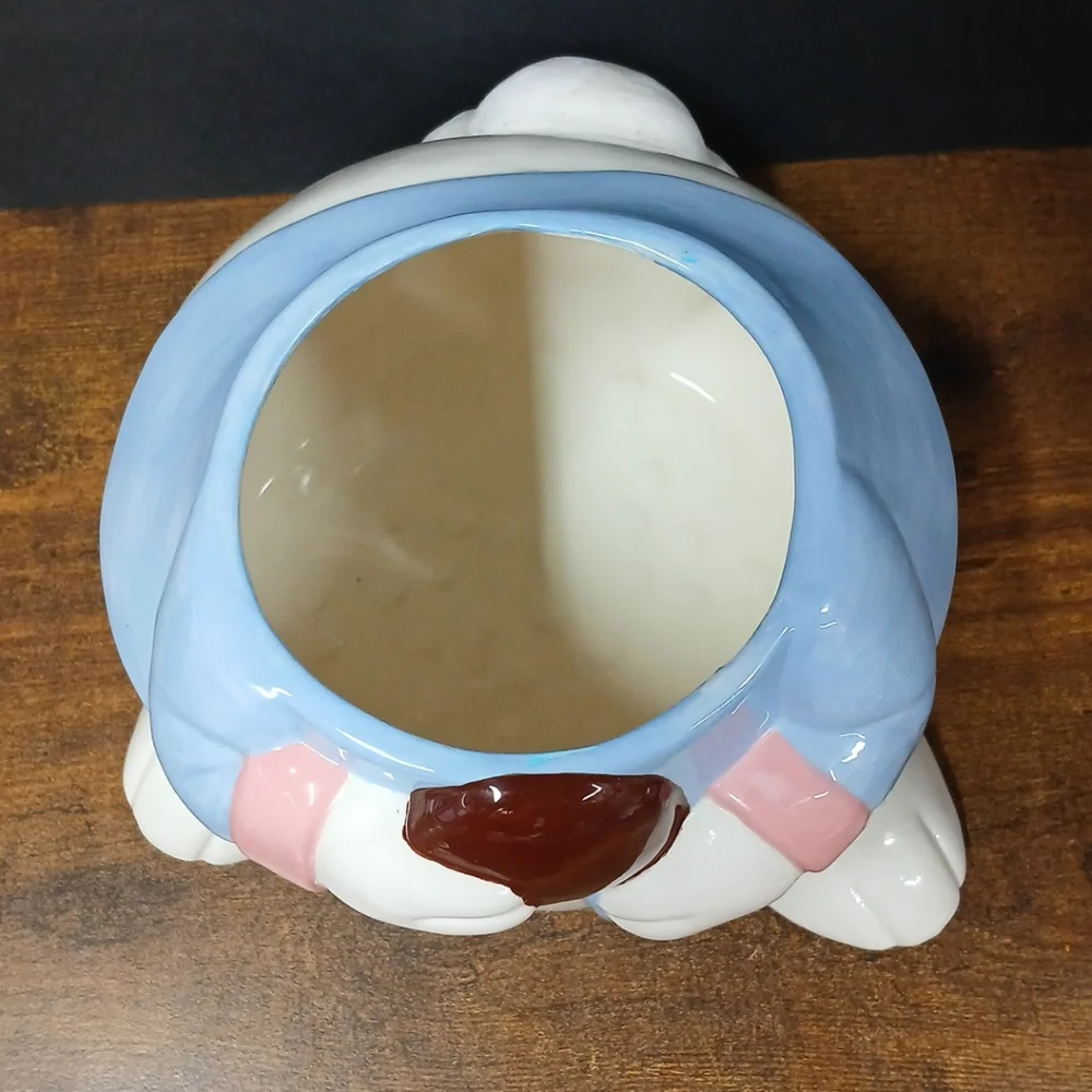 Vintage Ceramic Bunny Rabbit Holding Cookie - Cookie Jar